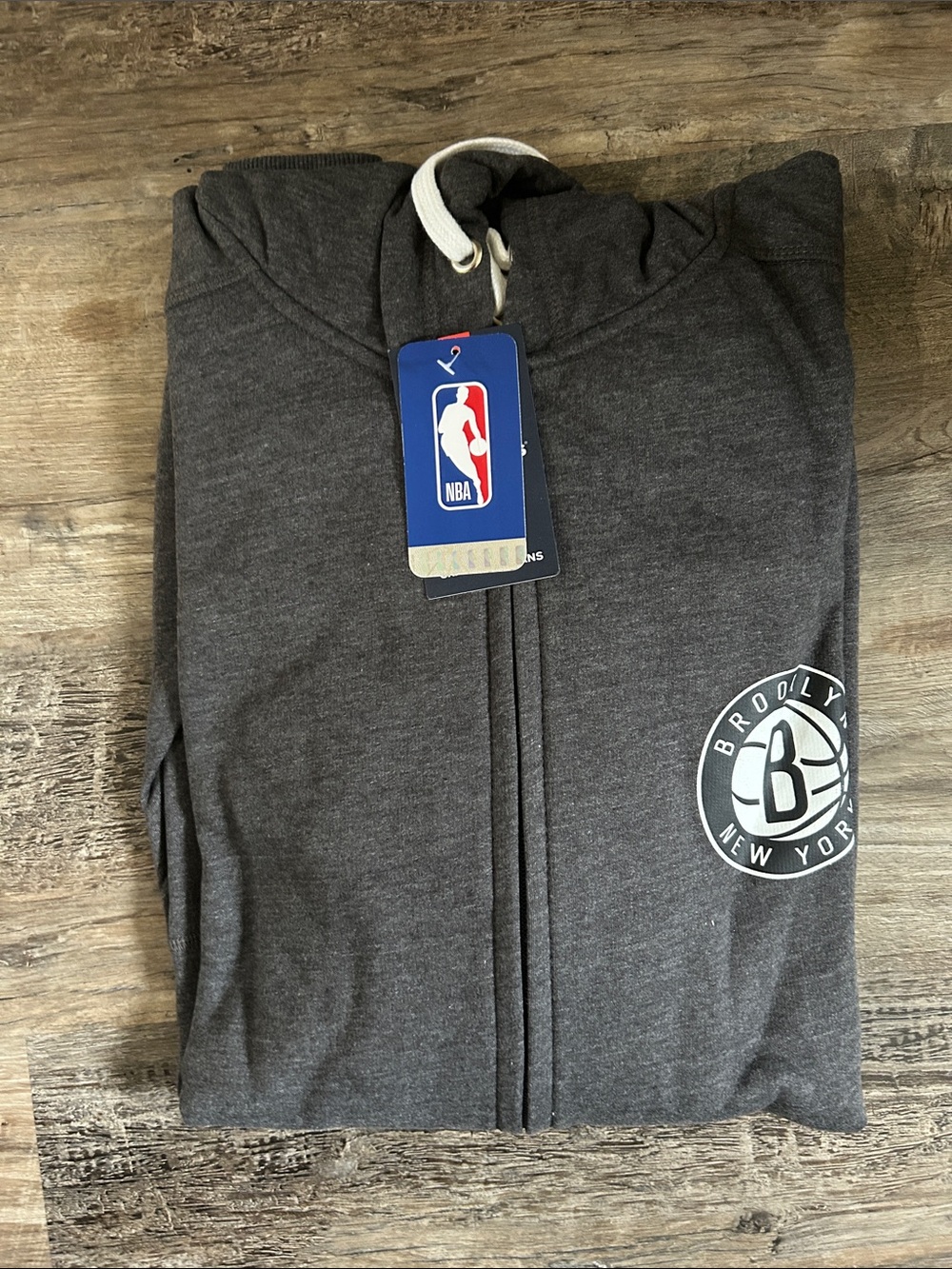 NWT NBA Brooklyn Nets Men’s Charcoal Gray Zip-Up Hoodie 2xlt